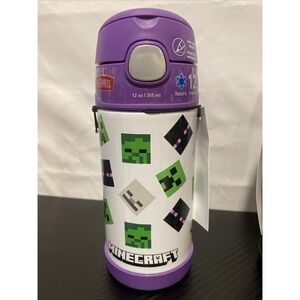 Rare THERMOS FUNTAINER Water Bottle with Straw - 12‎ Ounce, Minecraft - NWT